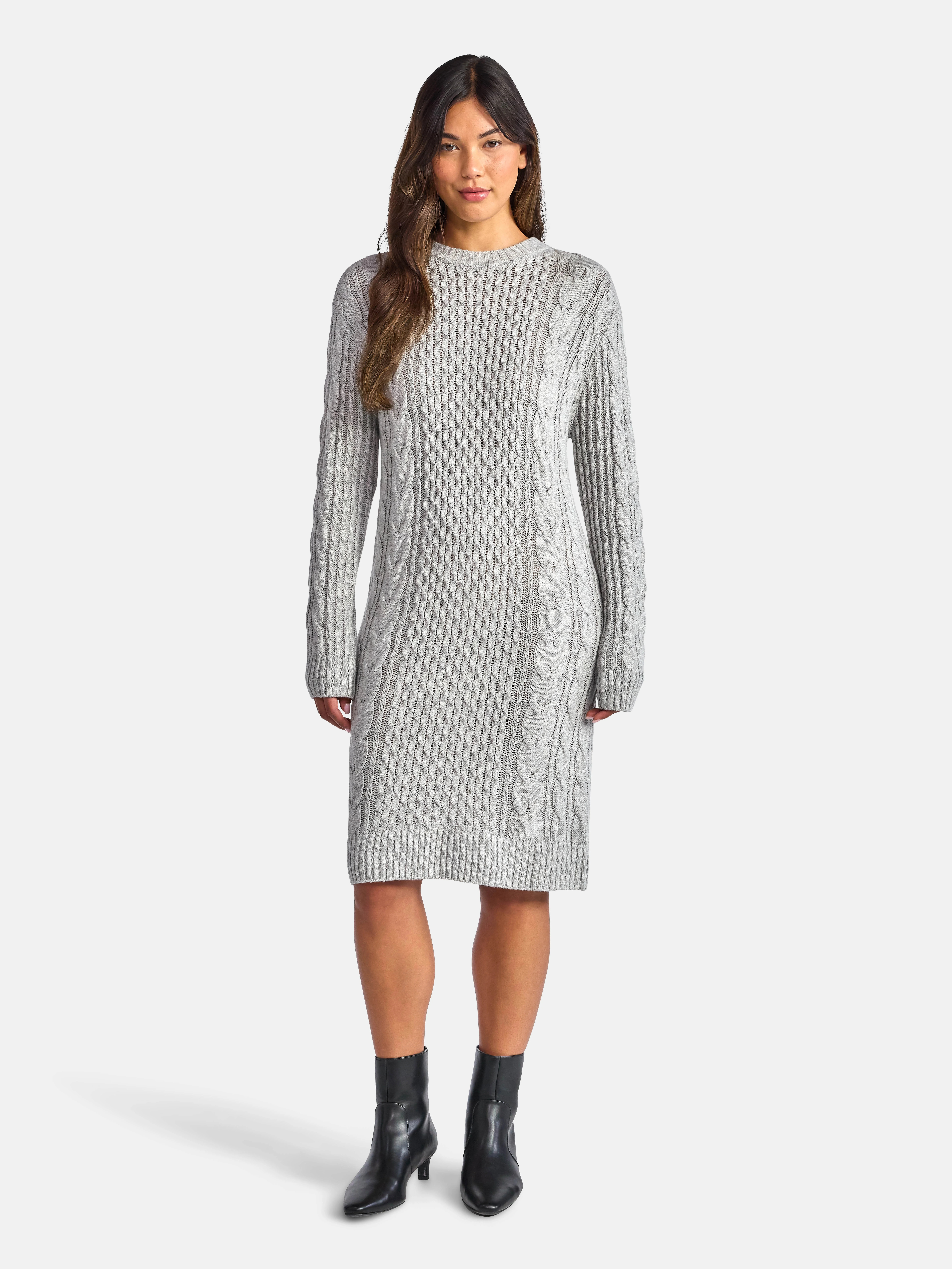 Time and Tru Women's Cable Knit Sweater Dress, Sizes XS-XXL | Walmart (US)