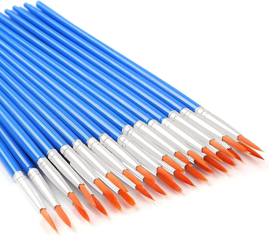 30 Pcs Round Paint Brushes, Small Brush Bulk for Miniature Detail Painting | Amazon (US)