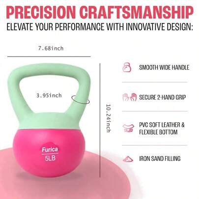 Home Fitness Rose Red Kettle Bell Set -1 Male And Female PE Polyethylene Kettle Bell, With Freely Selectable Weight For Strength Training | SHEIN