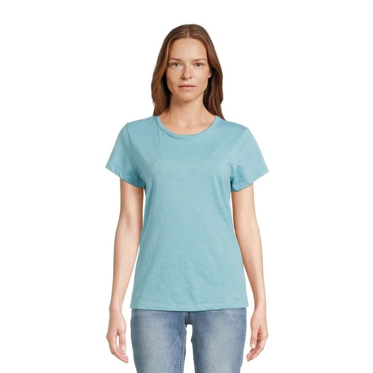 Time and Tru Women's Slub Texture Tee with Short Sleeves, Sizes S-XXXL | Walmart (US)