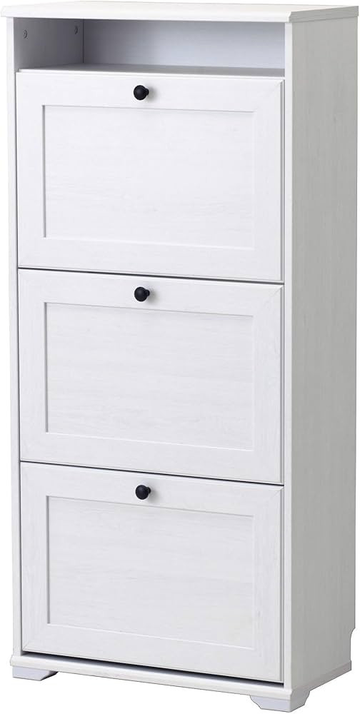 IKEA Brusali Shoe Cabinet With 3 Compartments, White | Amazon (US)