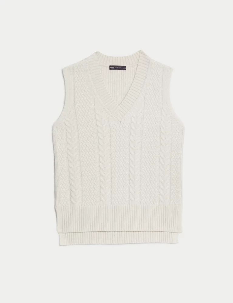 Cable Knit V-Neck Knitted Vest | Marks and Spencer CA