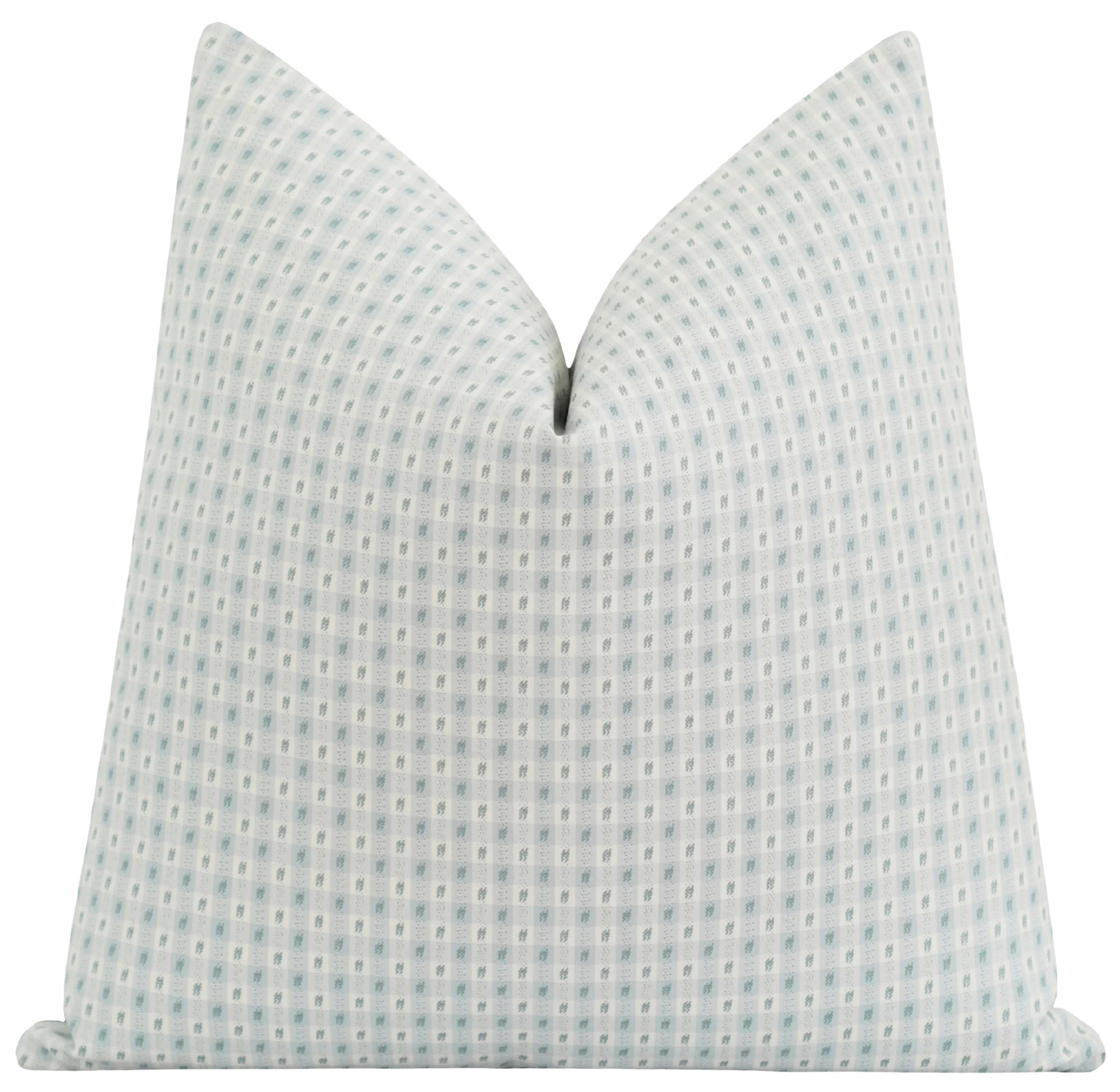 Spa Blue Mini Check Pillow Cover | Coastal Gingham Accent Decor Pillow | Land of Pillows