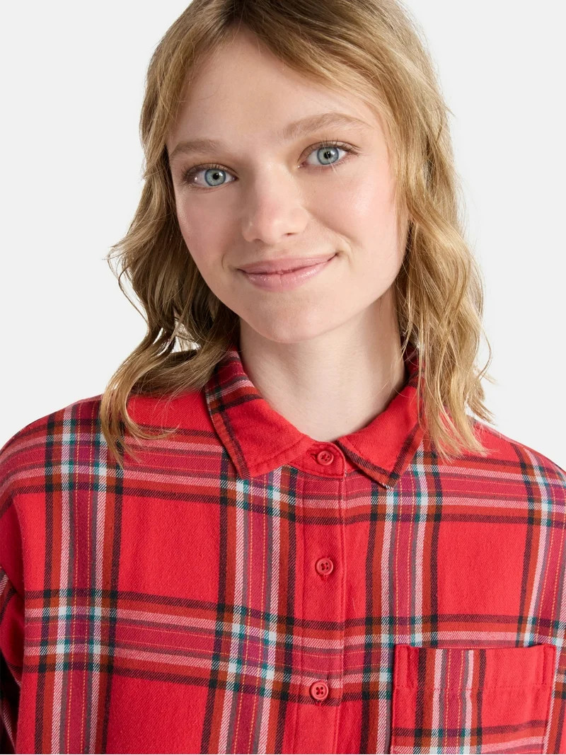 Netflix Stranger Things Cotton Cropped Flannel from No Boundaries, Women’s & Women’s Plus | Walmart (US)