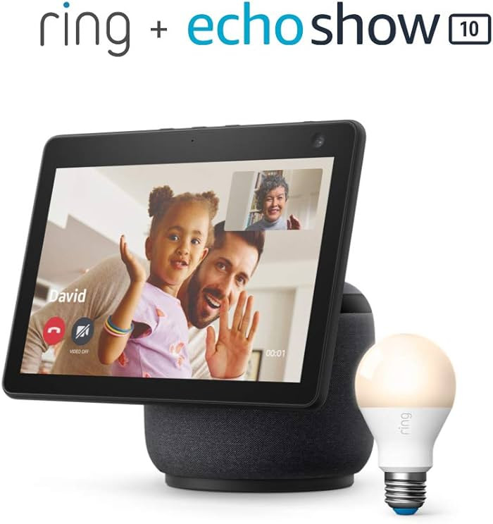All-new Echo Show 10 (3rd Gen) - Charcoal - bundle with Ring A19 Smart LED Bulb | Amazon (US)