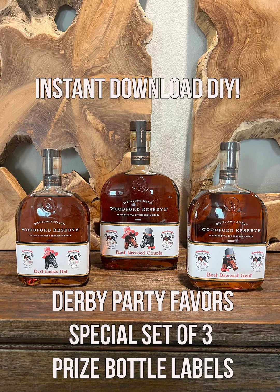 Bourbon Whiskey Labels for 3 Prize bottles Kentucky Derby,  5 SIZES,  all included Instant Downlo... | Etsy (US)