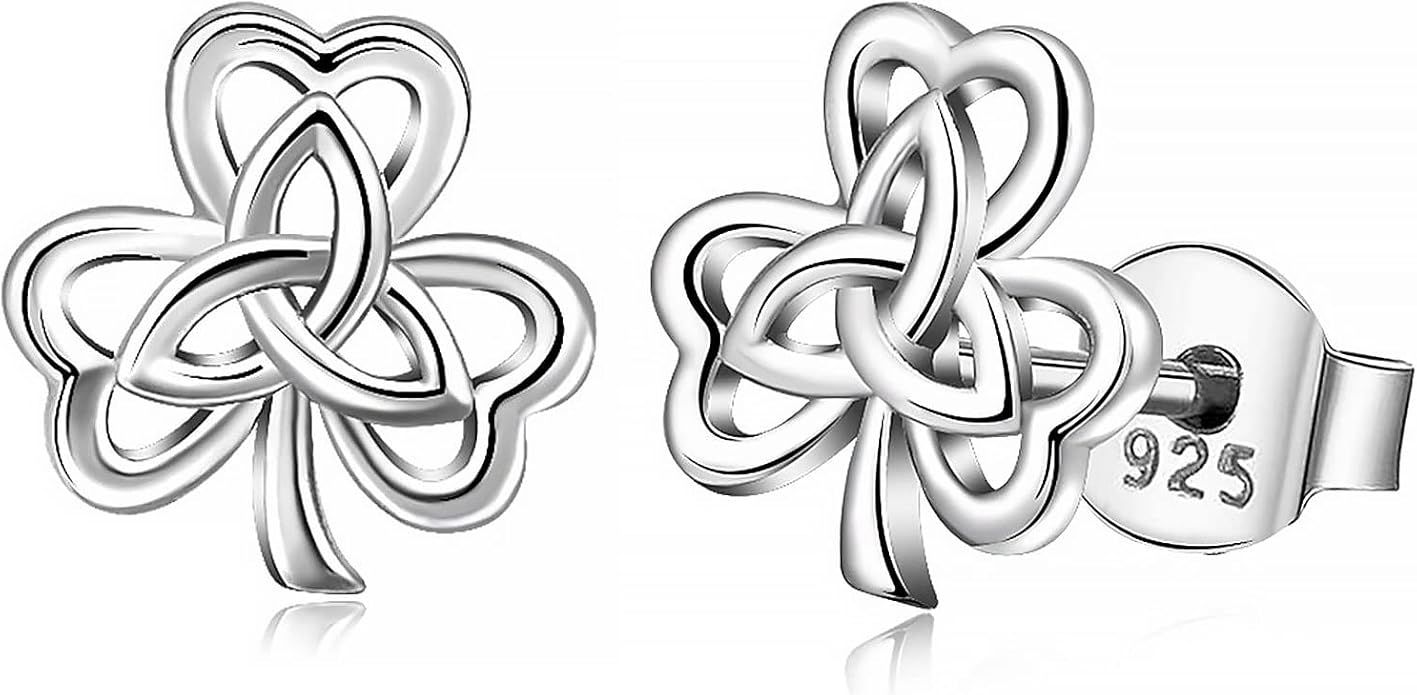 INFUSEU 925 Sterling Silver Celtic Knot Stud Earrings for Women Girls, Small Irish Jewelry 6-10 m... | Amazon (US)