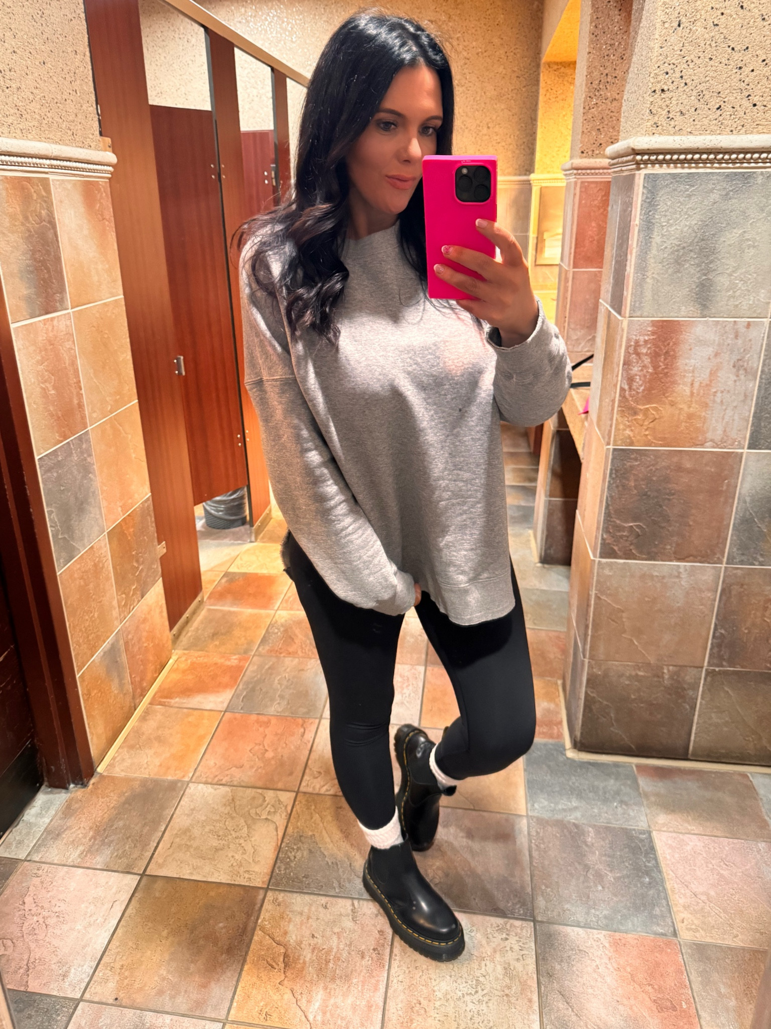 Cozy & Edgy 
This side slit crew neck is very flattering! 

#LTKMidsize #LTKMostLoved #LTKStyleTip
