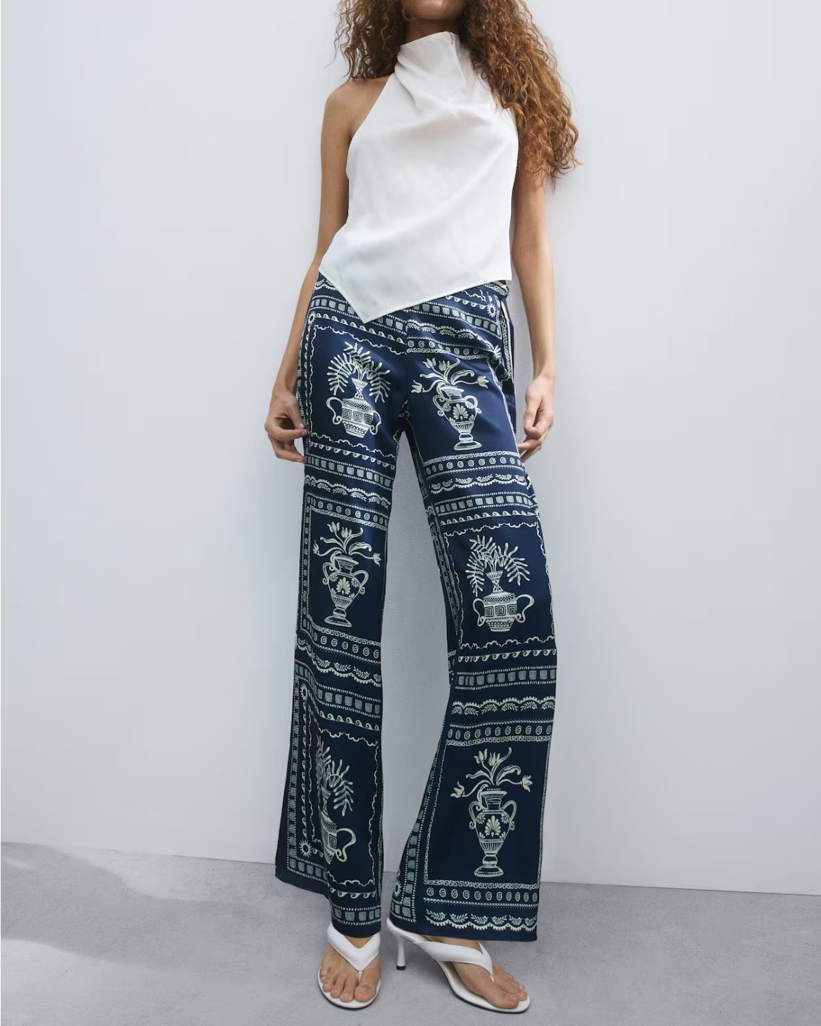Blue and white patterned pants and crop top matching set 

#LTKSeasonal