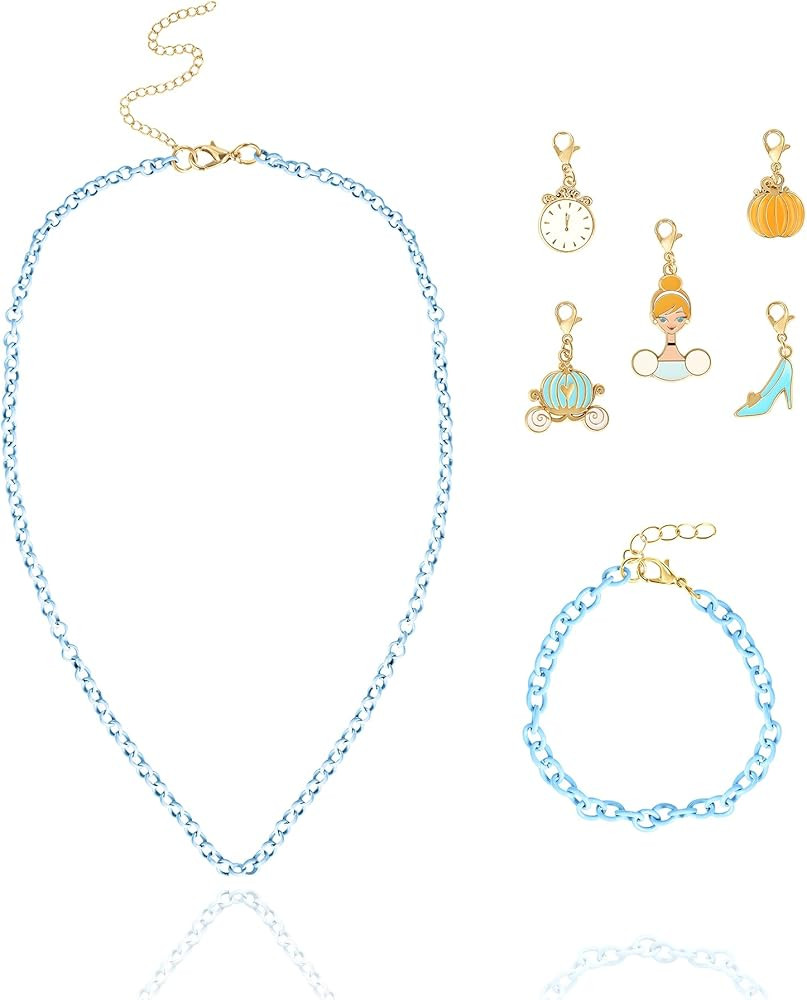 Disney Princess Girls Necklace, Bracelet, and Charms Set - Ariel, Belle, and Cinderella Princess ... | Amazon (US)