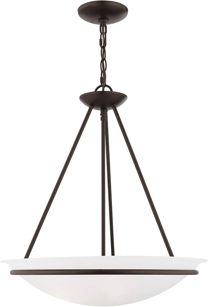 Livex Lighting Glass Shade 4826-07 Newburgh 3-Light Pendant, Bronze | Amazon (US)