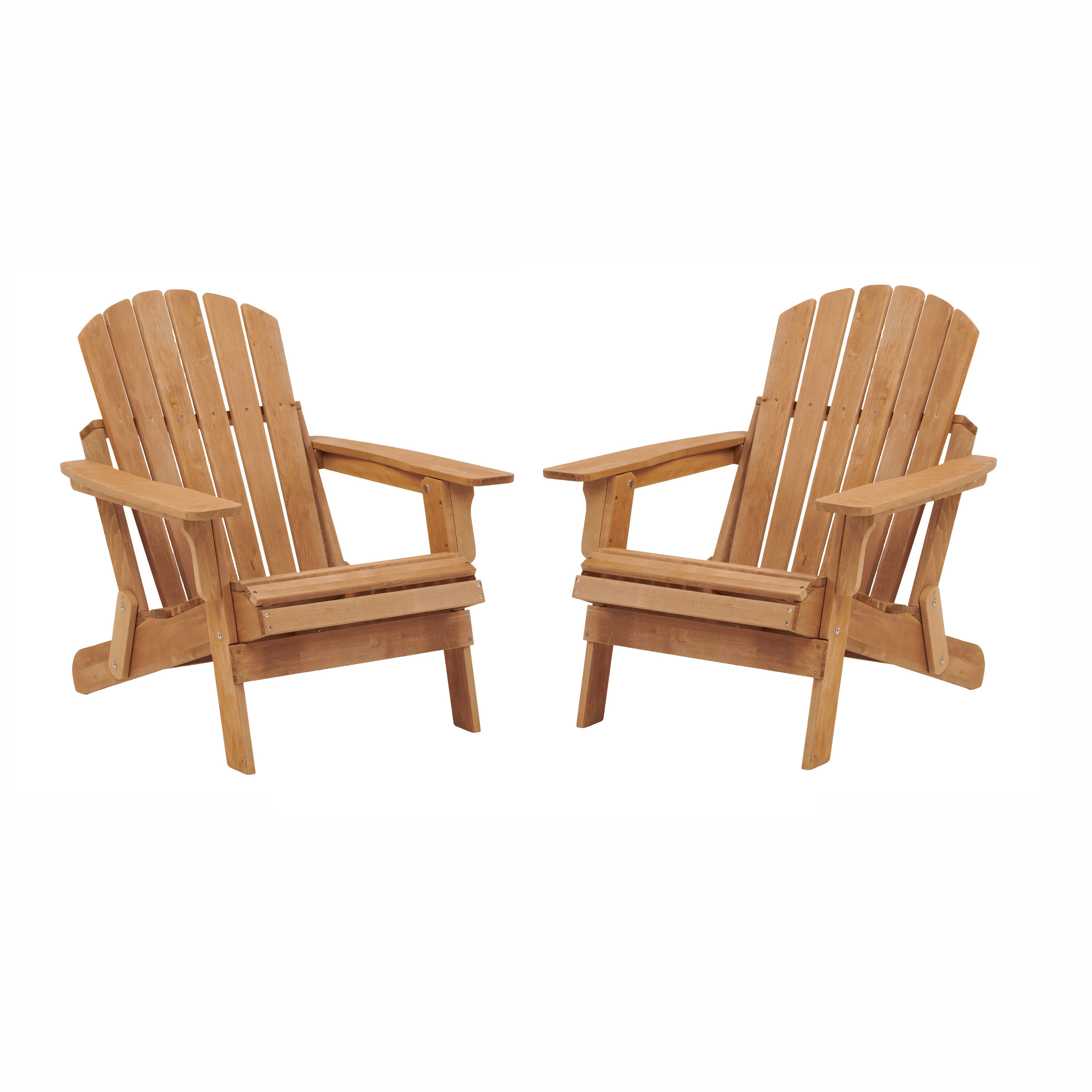Forclover Patio Solid Wood Adirondack Chair Set of 2 Stackable Light Brown Wood Frame Stationary Adirondack Chair with Solid Seat one_size | Lowe's