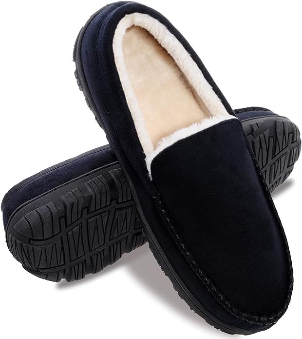 festooning Mens Slippers House Shoes with Memory Foam Moccasin Slipper for Men with Non-Slip Rubb... | Amazon (US)