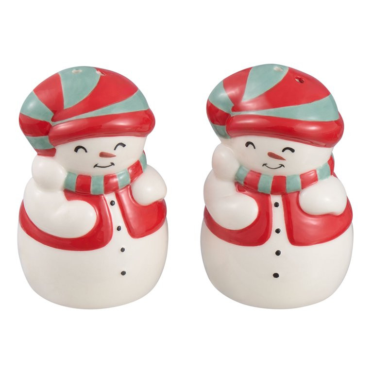 Holiday Time Multicolor Snowman-Shaped Glazed Ceramic Salt & Pepper Shaker Set | Walmart (US)