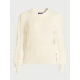 Scoop Women’s Cable Knit Crewneck Sweater, Sizes XS-XXL | Walmart (US)