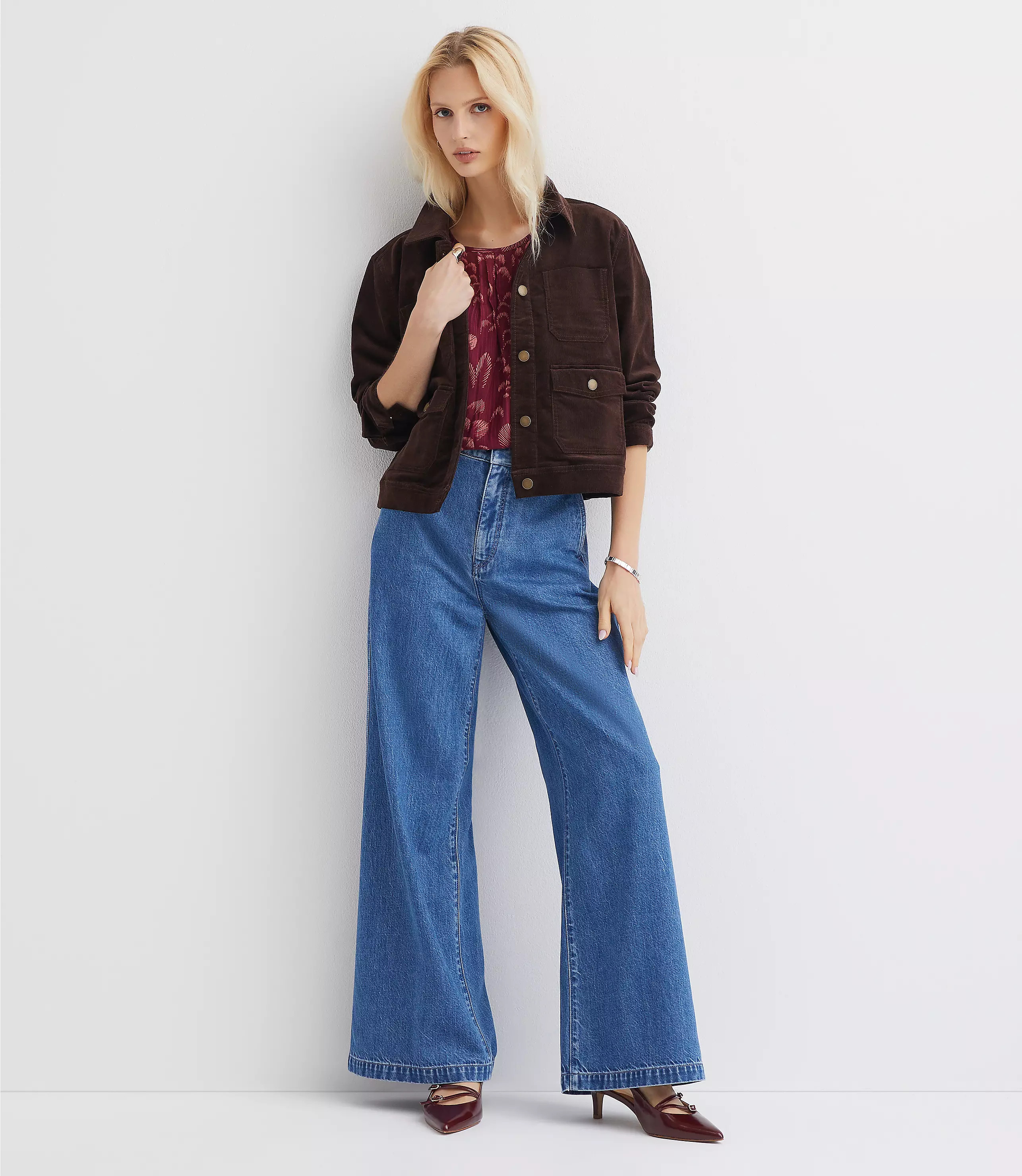 High Rise Trouser Jeans in Bright Mid Indigo Wash | LOFT