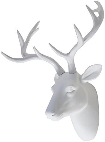 Deer Head Wall Art Animal Head Art Decor White Fake Furry/Felt/Velvety Resin Deer Head With White... | Amazon (US)