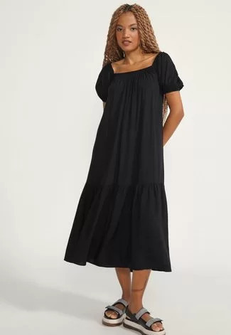 Vestido Colcci Midi Mangas Bufantes Preto | Dafiti (BR)