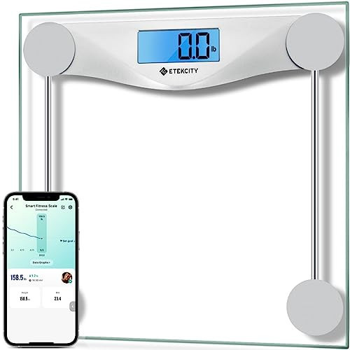 Etekcity Bathroom Scale for Body Weight and BMI, Upgraded Bluetooth Digital Scale, Large Blue LCD Backlight Display, High Precision Measurements, 400 Pounds | Amazon (US)