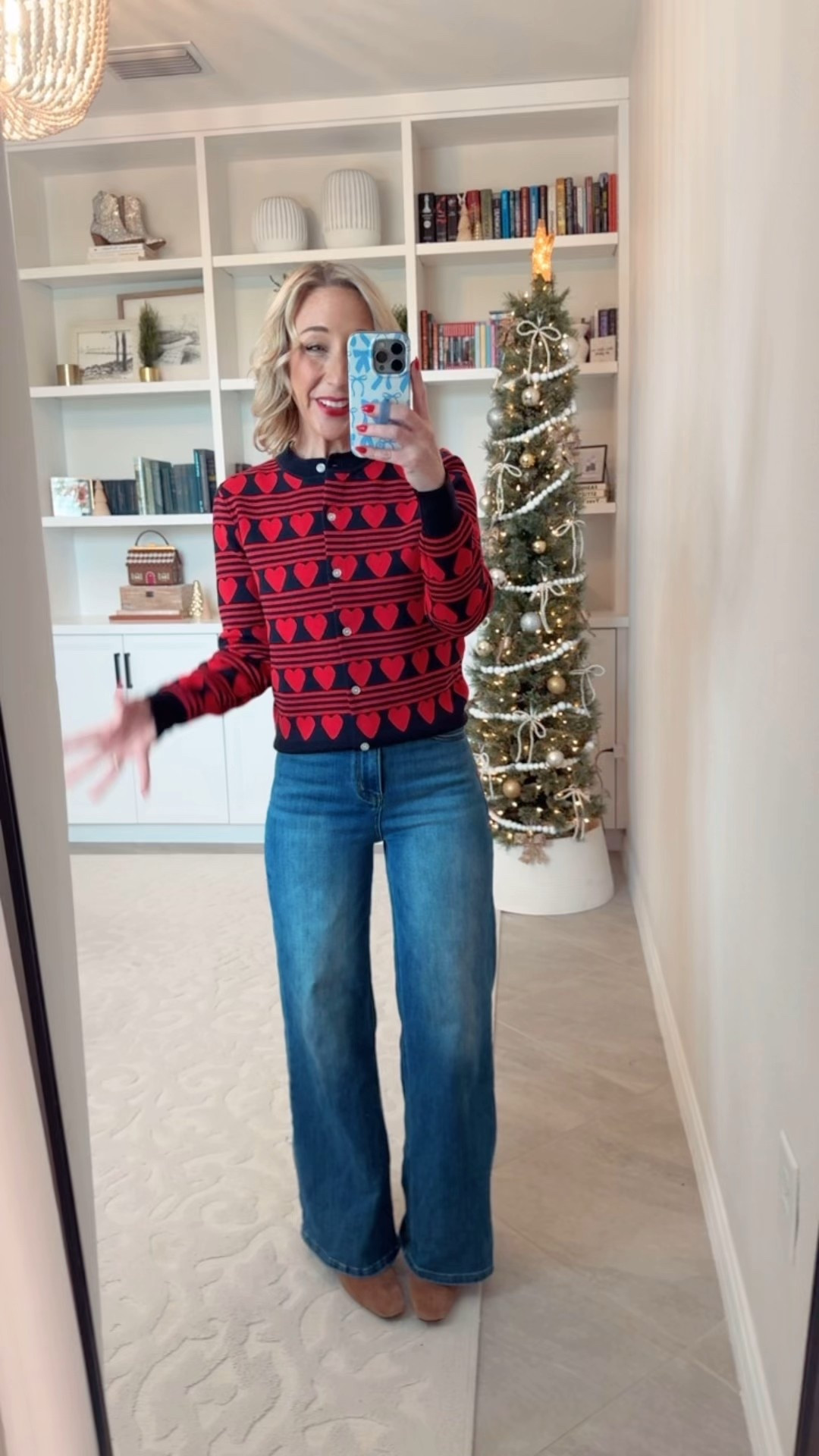 Walmart - 5 new sweaters -* Wide Leg Jeans - size 25. 1. Heart Print Cardigan - size XS. $24. 2 colors. 

 

#LTKSeasonal #LTKFindsUnder50 #LTKOver40