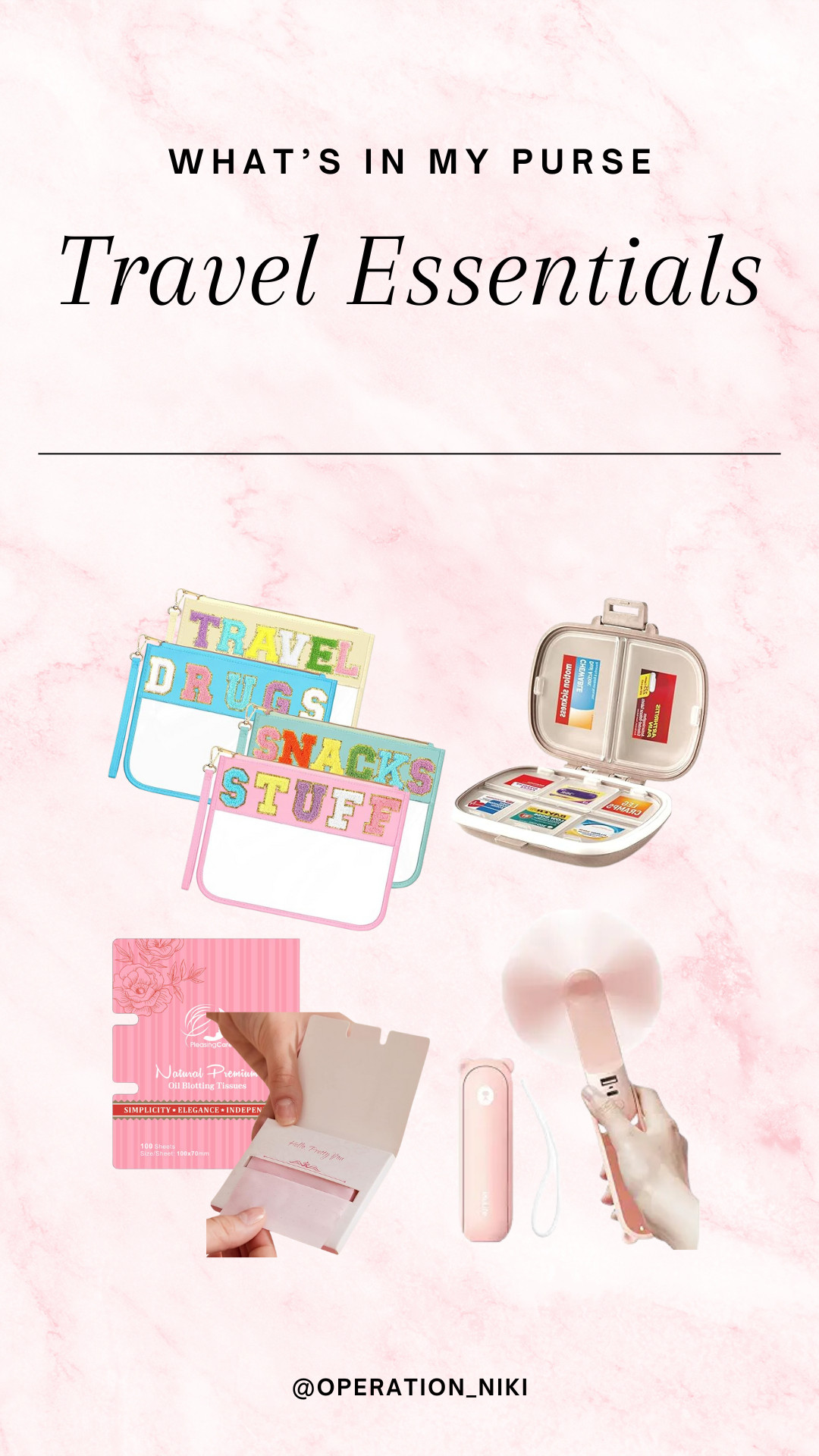 Packing my carry-on and purse—gotta have the essentials! 👜✨ a clear makeup bag for easy TSA checks, rechargable handheld fan and facial oil blotting sheets to stay fresh! Follow for more @OPERATION_NIKI on IG, TikTok, & Facebook sahm, amazon finds, home essentials, beauty closet, mom bag, organized home, mom purse, cleaning must haves, cleaning tips, organization, travel bag, bedroom clean, cleaning, organization, cleaning tools, house clean, odors, house spray, spring beauty, self care, vacation, mom bag, travel essentials, mom hacks, travel bag 

 #LTKTravel #LTKItBag #LTKFamily