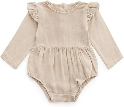 Simplee kids Baby Onesies Unisex Cotton Linen Handmade Romper Jumpsuit Solid Color Long Sleeve Ju... | Amazon (US)