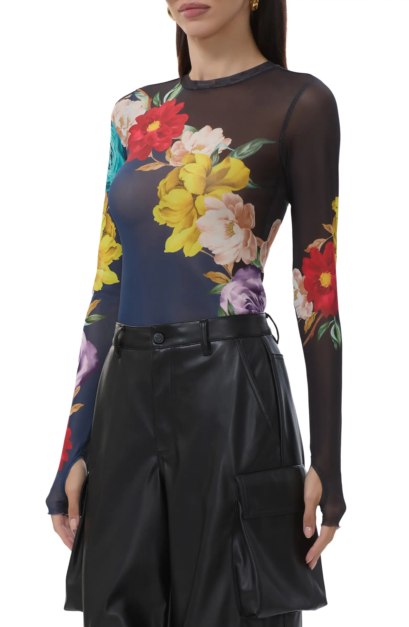 Kaylee Print Long Sleeve Mesh Top | Nordstrom