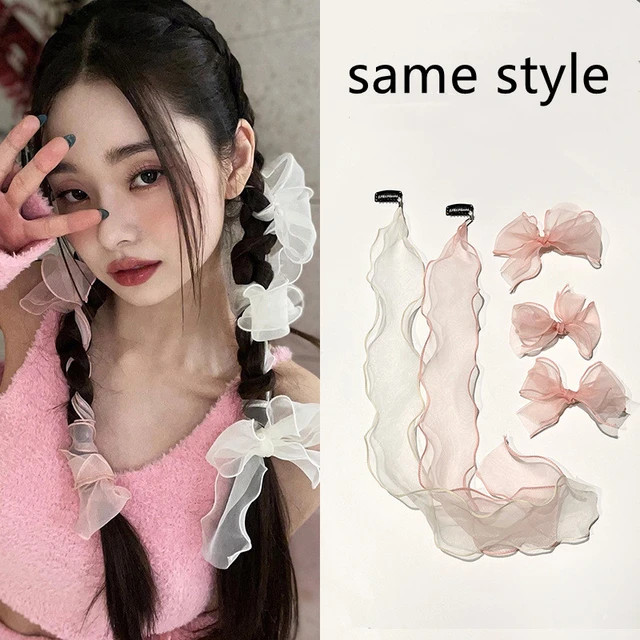 Sweet Hairclips Mesh Hairband Female Pure Desire Super Fairy Braided Hair Bow Hairpin Korean Stre... | AliExpress (US)