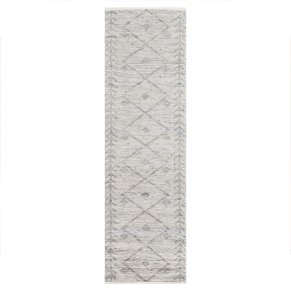 Mardox Global Bazaar Grey Leather Geometric Patterned Rug - 2'3"x8' | Kathy Kuo Home