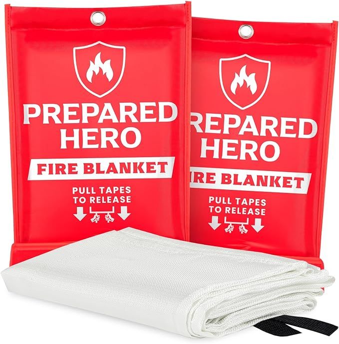 Prepared Hero Emergency Fire Blanket - 2 Pack - Fire Suppression Blanket for Kitchen, 40” x 40... | Amazon (US)