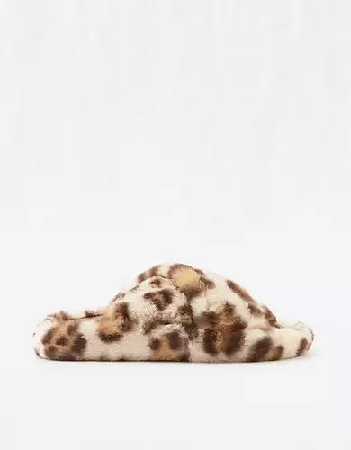 Aerie Fuzzy Crisscross Slides | American Eagle Outfitters (US & CA)