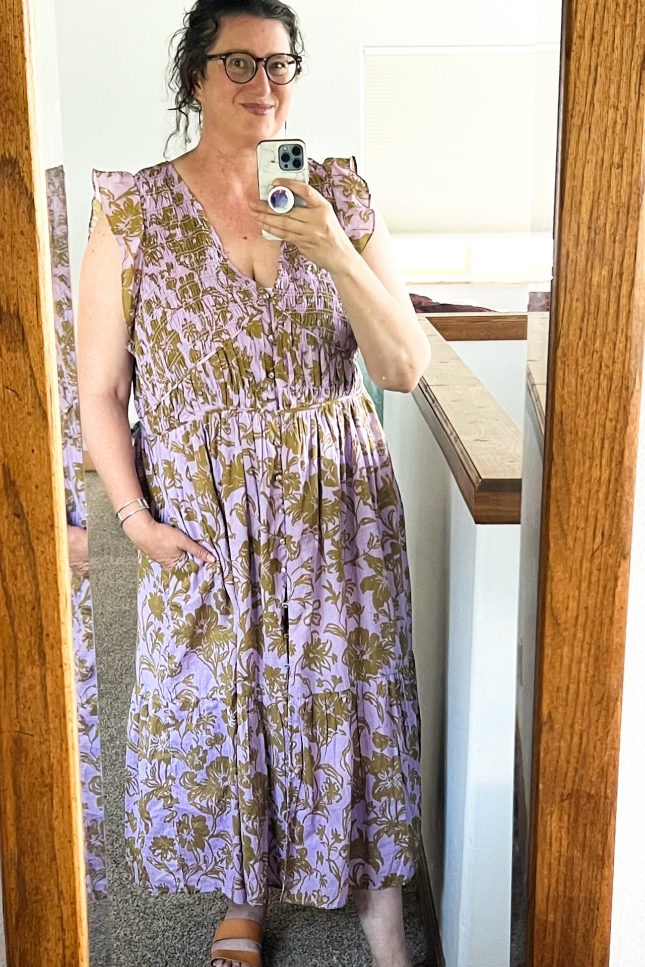 shortsleeve midi dress Rose Midi Dress True Navy Retro Print / S