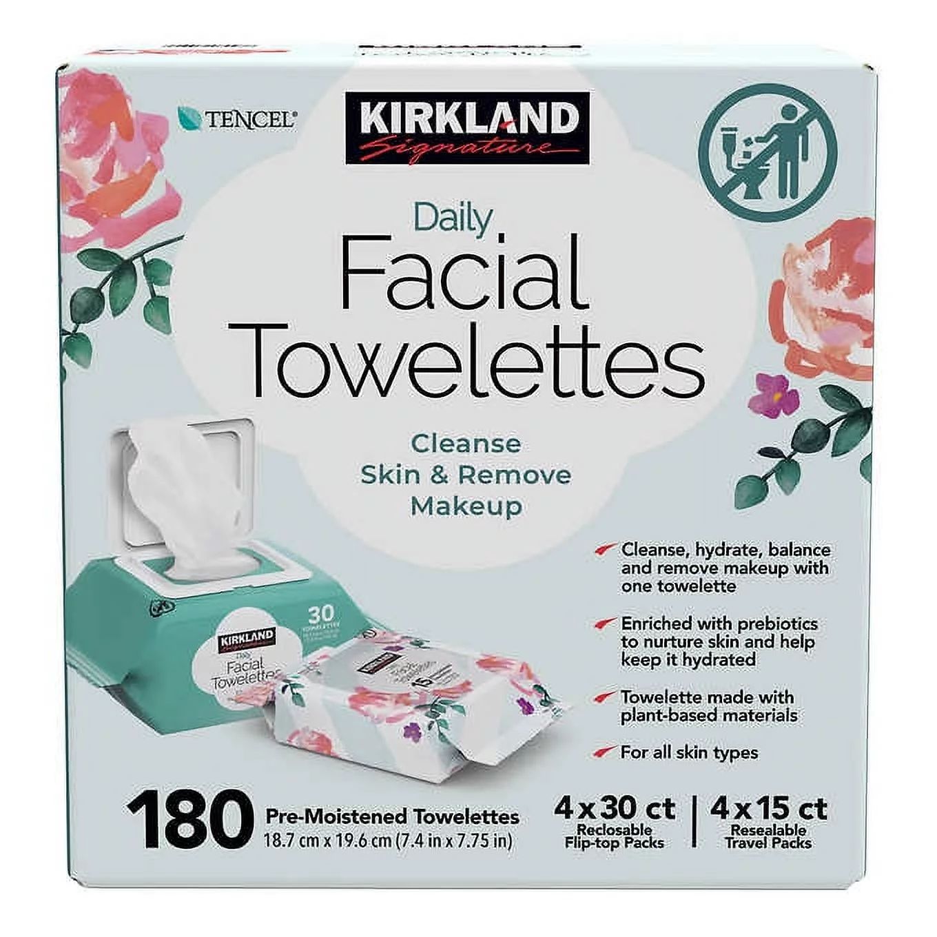 Kirkland Signature Daily Facial Towelettes, 180 count | Walmart (US)