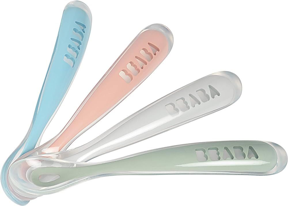 BEABA First Stage Baby Feeding Spoon Set, The Original Soft Tip Silicone Spoons for Babies, Gum F... | Amazon (US)