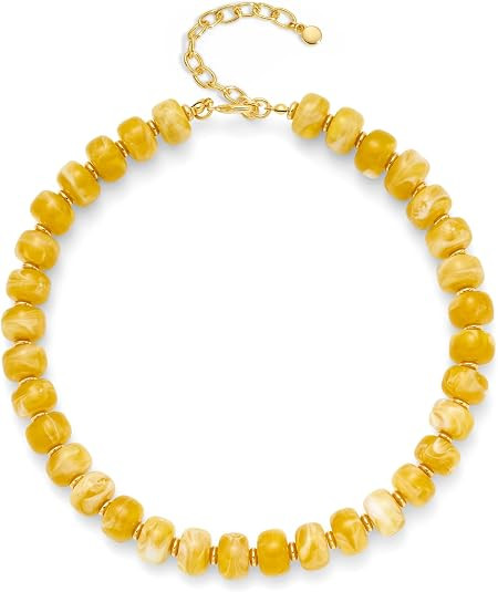 Chunky Colorful Beaded Choker Necklace for Women - Summer Beach Round Resin Beads Necklace, Trend... | Amazon (US)