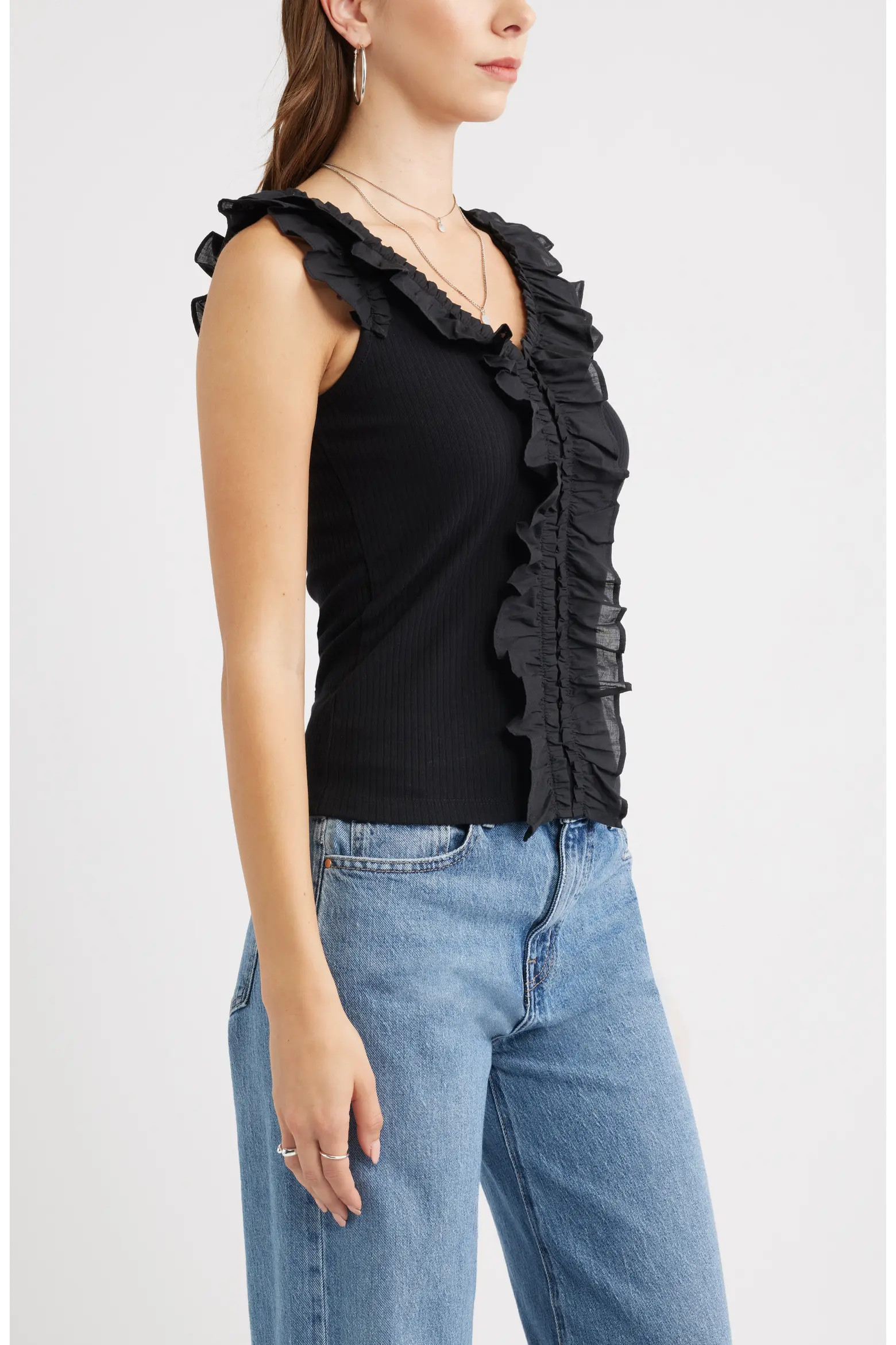 Treasure & Bond Ruffle Trim Cotton Blend Tank (Women) | Nordstrom | Nordstrom