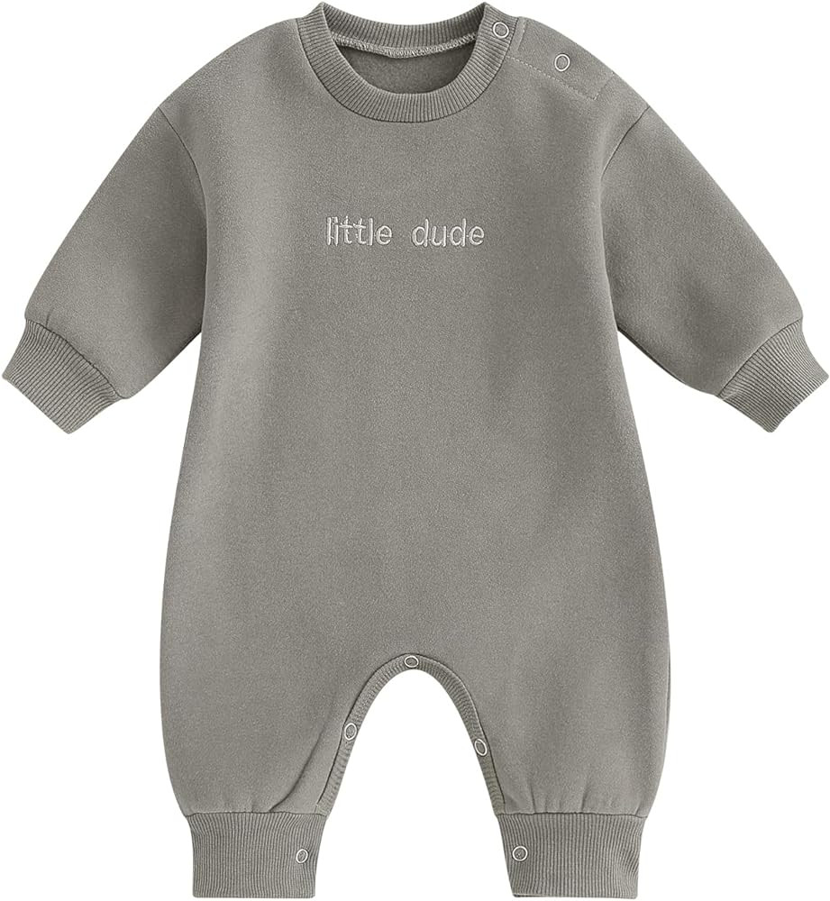 Twopumpkin Newborn Baby Boy Warm Sweatshirt Onesie Romper Long Sleeve Fleece Sweater Jumpsuit Win... | Amazon (US)