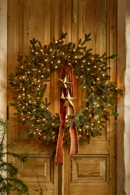 Faux Pre-Lit Outdoor Norway Spruce Wreath | Terrain