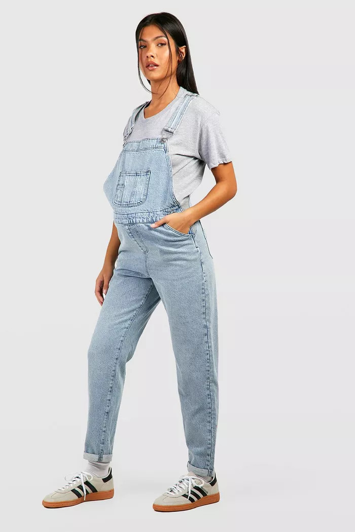 Maternity Light Blue Dungarees | Boohoo.com (UK & IE)