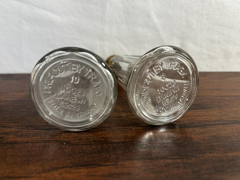 Set of Glass and Brass Plated Vintage Salt and Pepper Shakers - Etsy | Etsy (US)