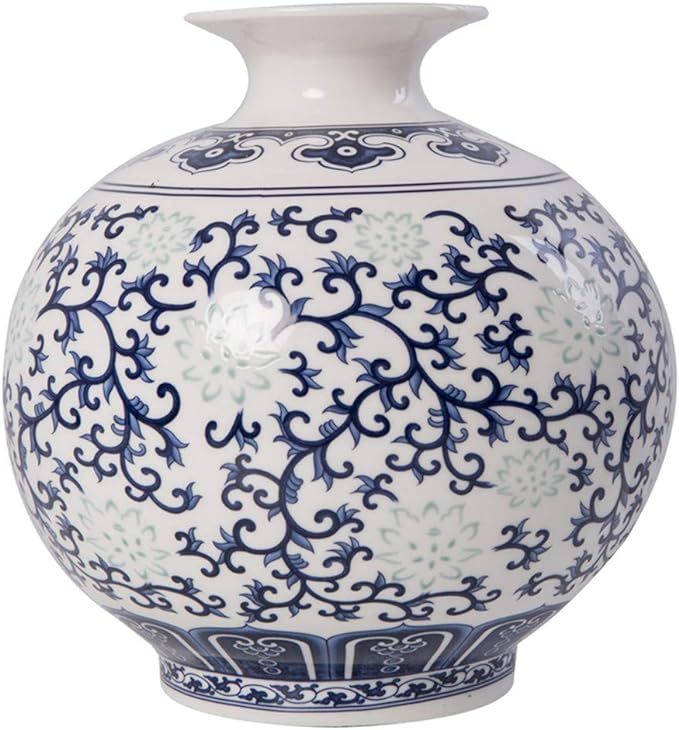 Beecurvy Hand-Painted Blue and White Porcelain Vase Ceramic Vase Home Decorative Vase | Amazon (CA)