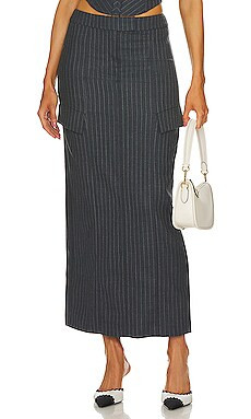 Bec + Bridge Pine Maxi Skirt in Charcoal Pinstripe from Revolve.com | Revolve Clothing (Global)