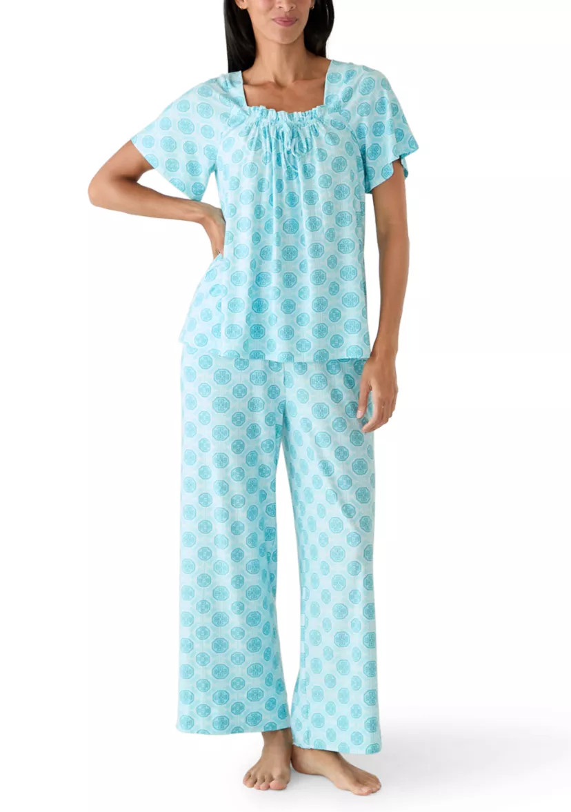 Women's Short Sleeve Flowy Top and Pants Set | Belk