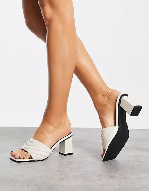 RAID Wide Fit Longley padded heeled mules in off white | ASOS (Global)