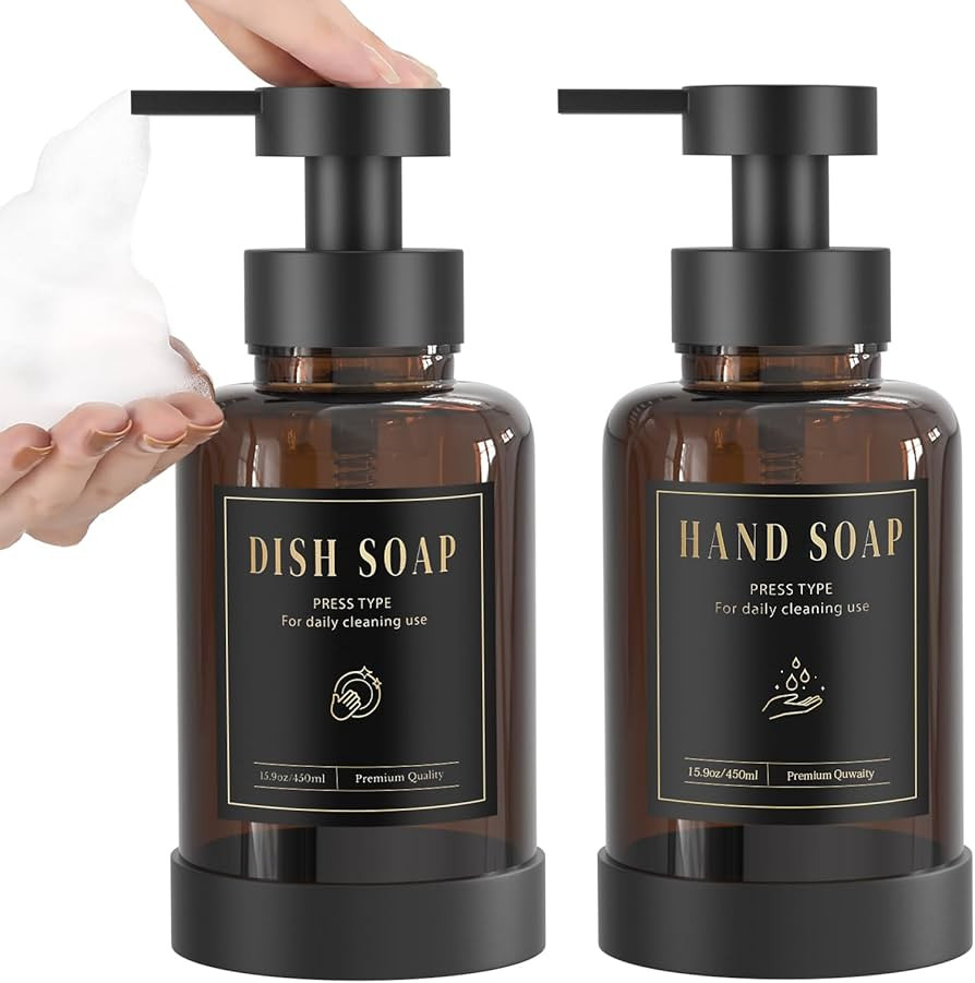 Luxspire Foaming Soap Dispenser, Glass Foam Pump Soap Dispenser, Non-Slip Hand Soap Bottle with 5... | Amazon (US)