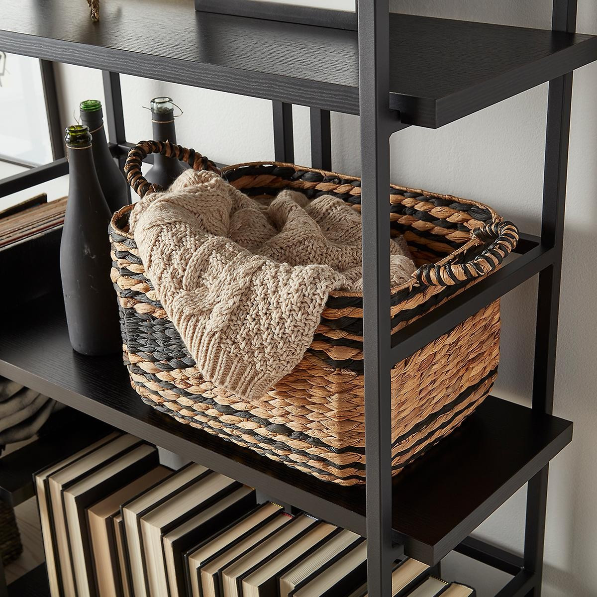 Black & Natural Water Hyacinth Storage Bins | The Container Store