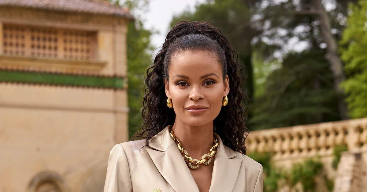 Metallic Faux Leather Double Breasted Blazer - Champagne | Boston Proper | Boston Proper