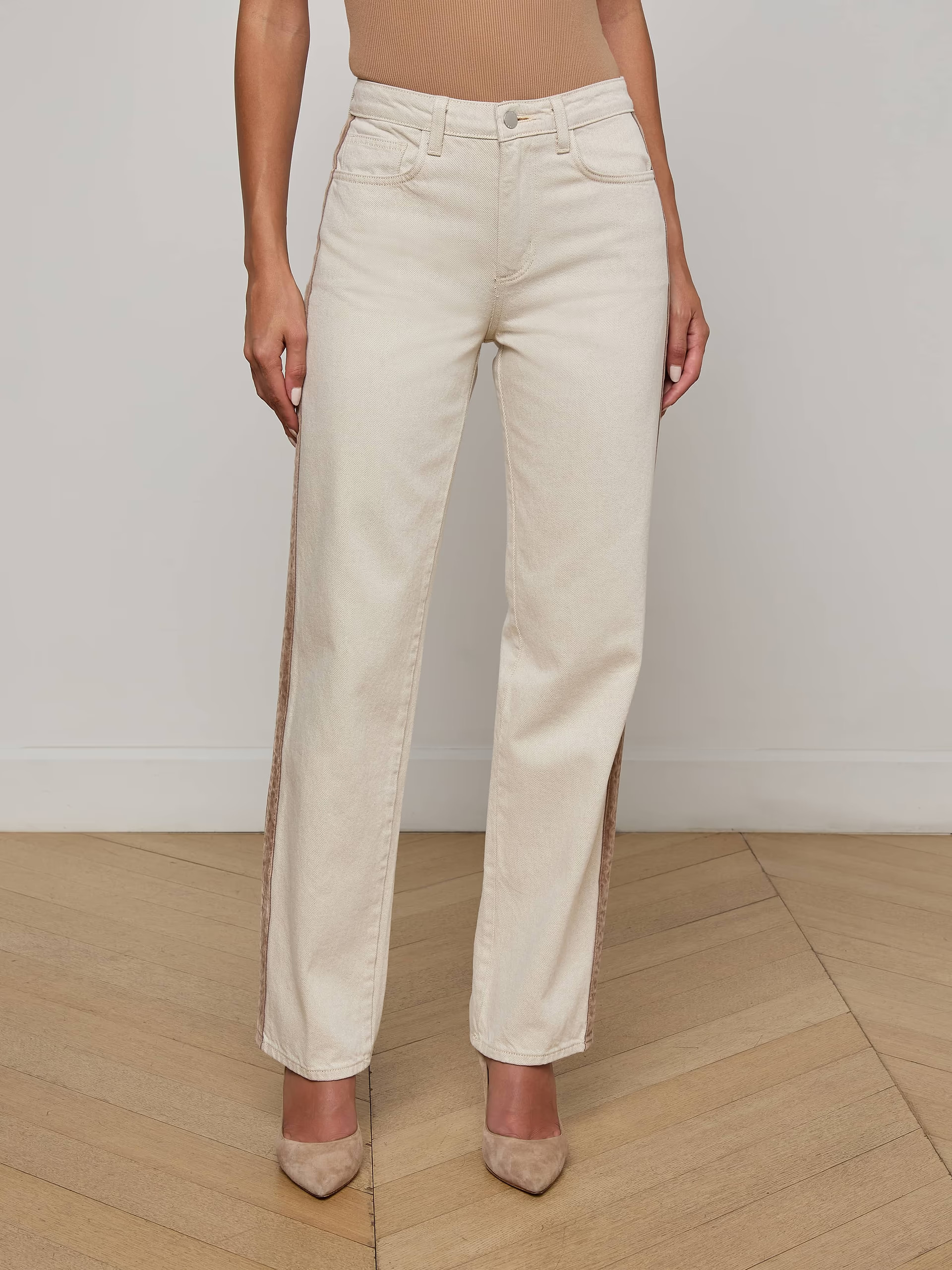 Jones Stovepipe Jean in Desert Tan/Taupe | L'AGENCE | L'Agence