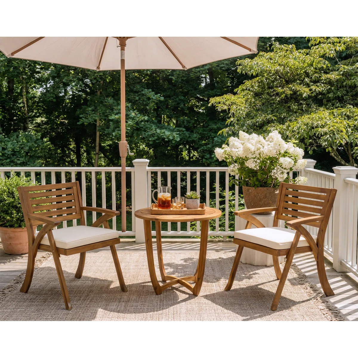 Round 2 - Person 28" Long Bistro Set with Cushions | Wayfair North America