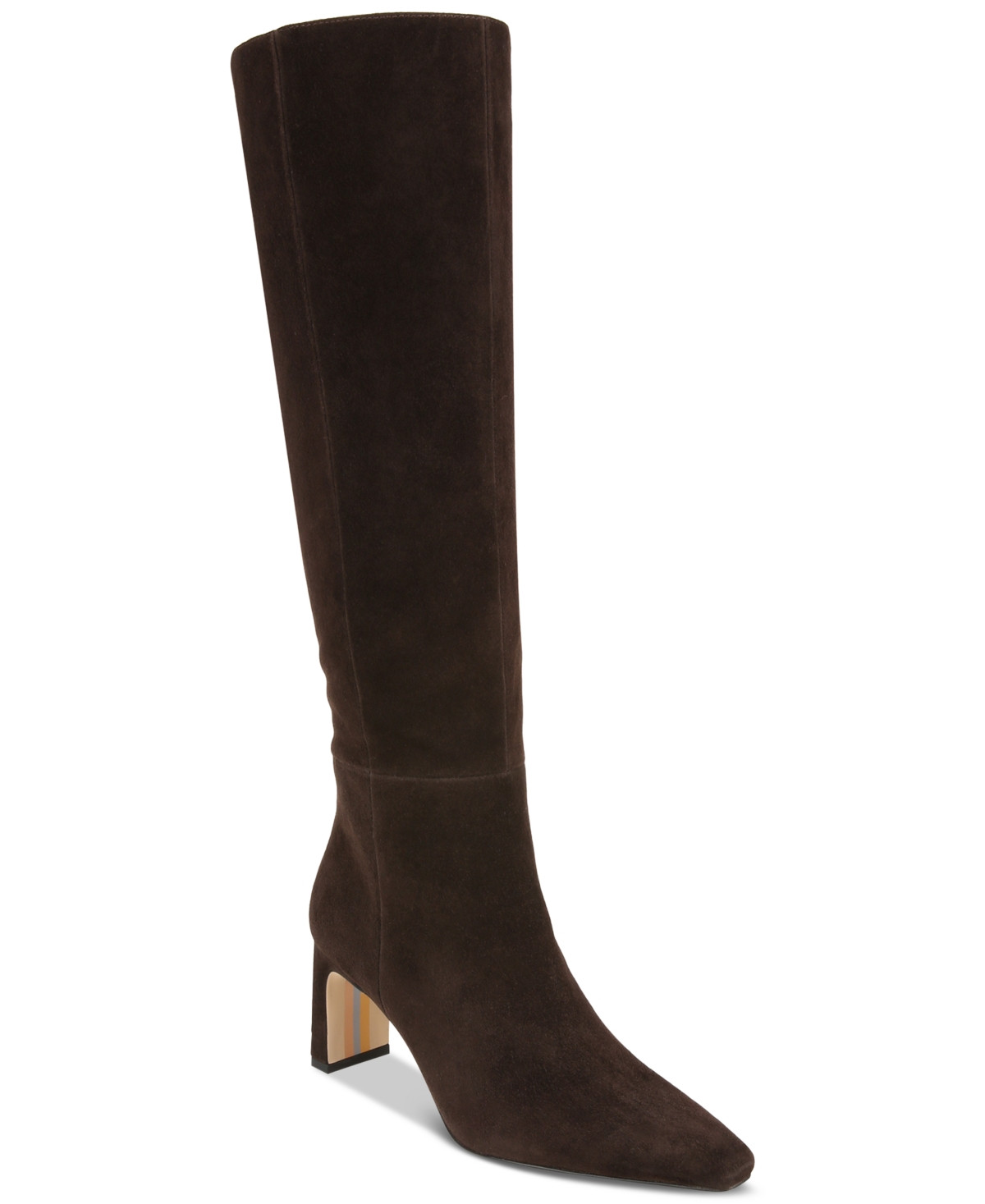 Sam Edelman Sylvia Snip-Toe Knee-High Dress Boots - Chocolate Brown Suede | Macy's